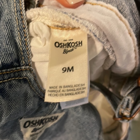 OshKosh Bgosh Vestbak Size 9M Blue Jean Overall and White Polk-A-Dot Dress - Picture 3 of 4